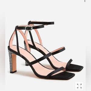 J. Crew NIB Ava Strappy Glitter Heels‎ in Satin